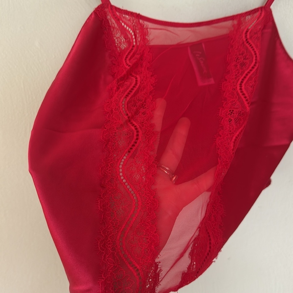 La SENZA Vibrant Red Lace sheer Cami small - Picture 4 of 5